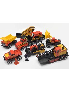 Vintage Remco Construction Vehicle Lot Trucks Crane Loader 90s